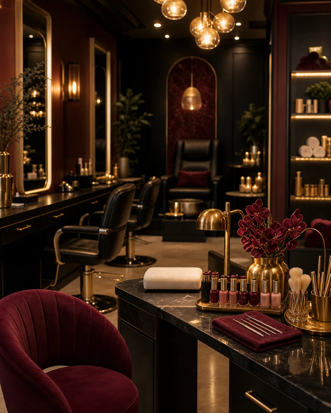 Warm, inviting treatment area inside the Oceanside salon