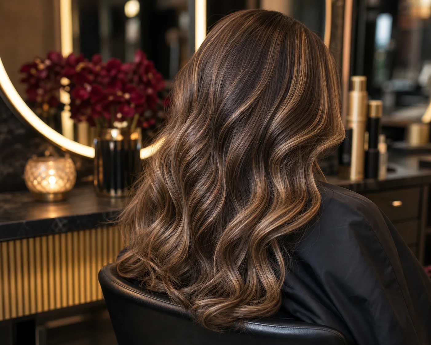 Fresh blowout hair styling at the salon