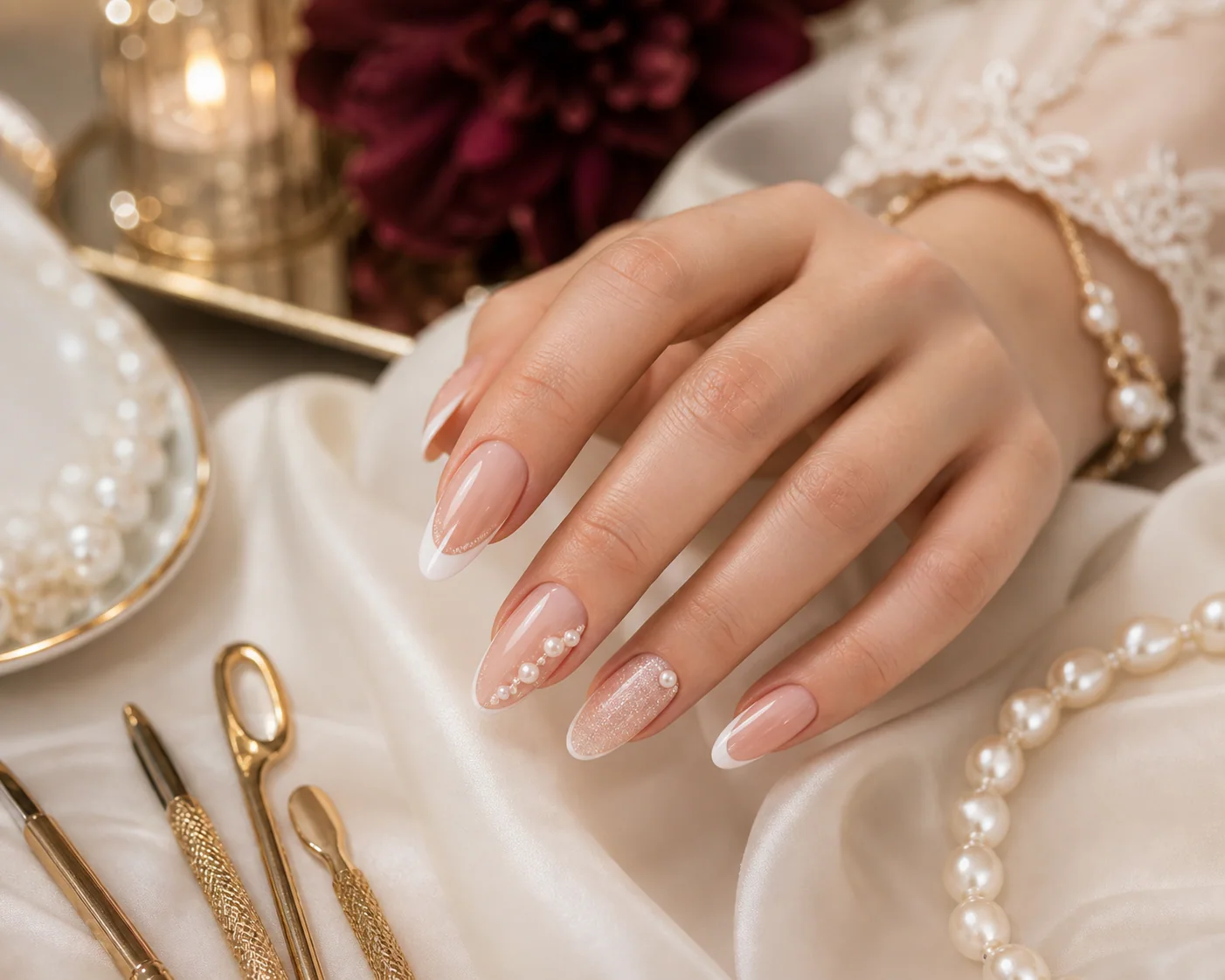 Elegant bridal nail set