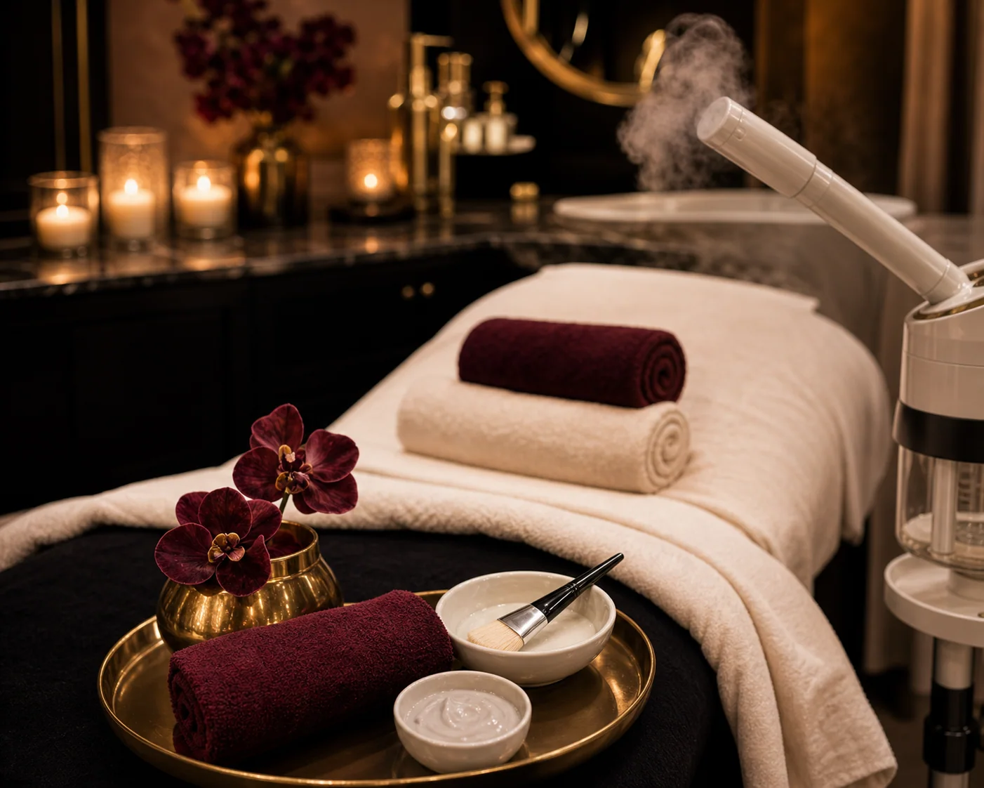 European facial treatment in progress