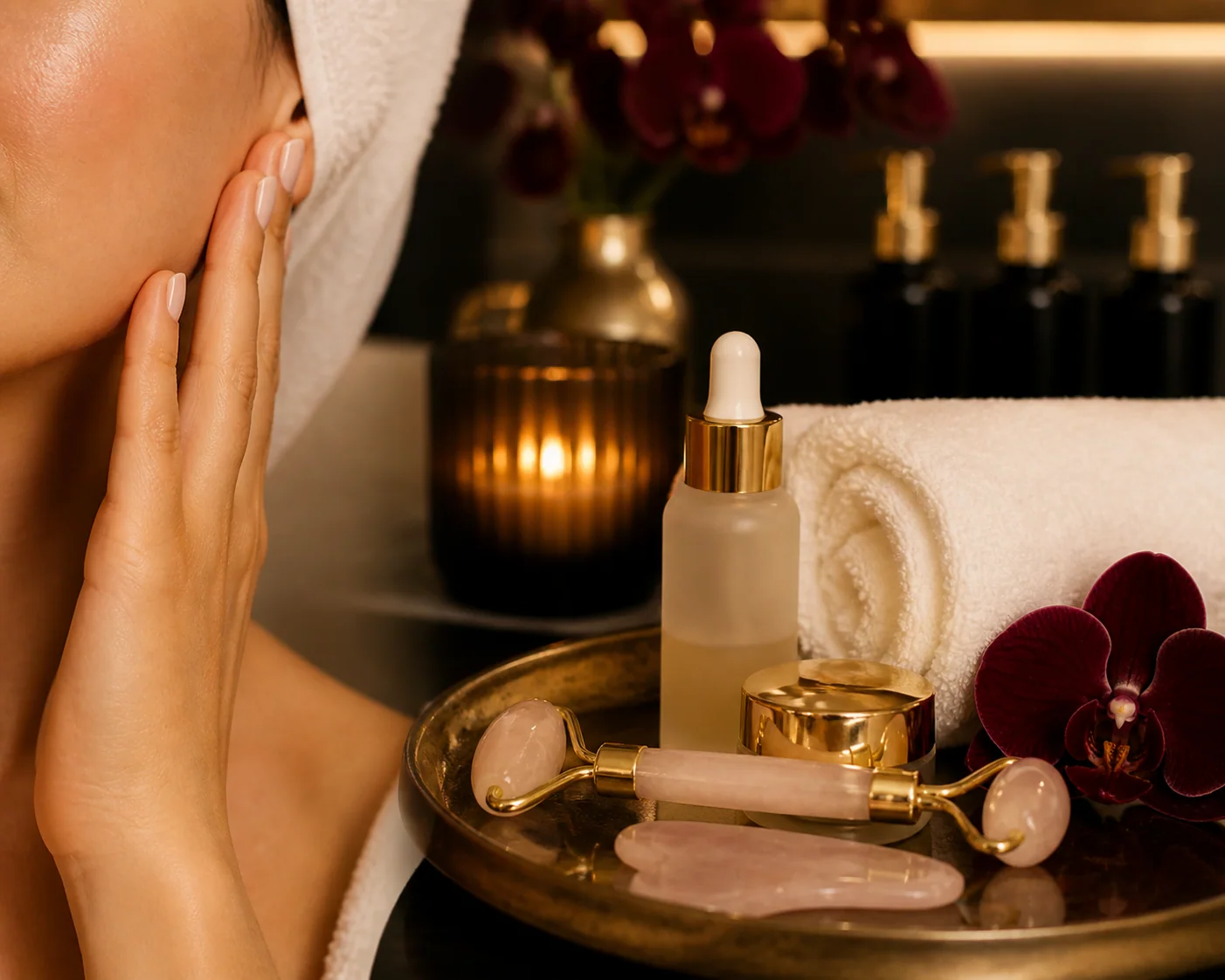 Glowing skin after a facial treatment