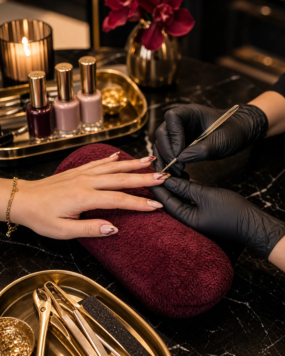 Manicure and nail art at Design Hair, Nails & Spa nail spa in Oceanside CA